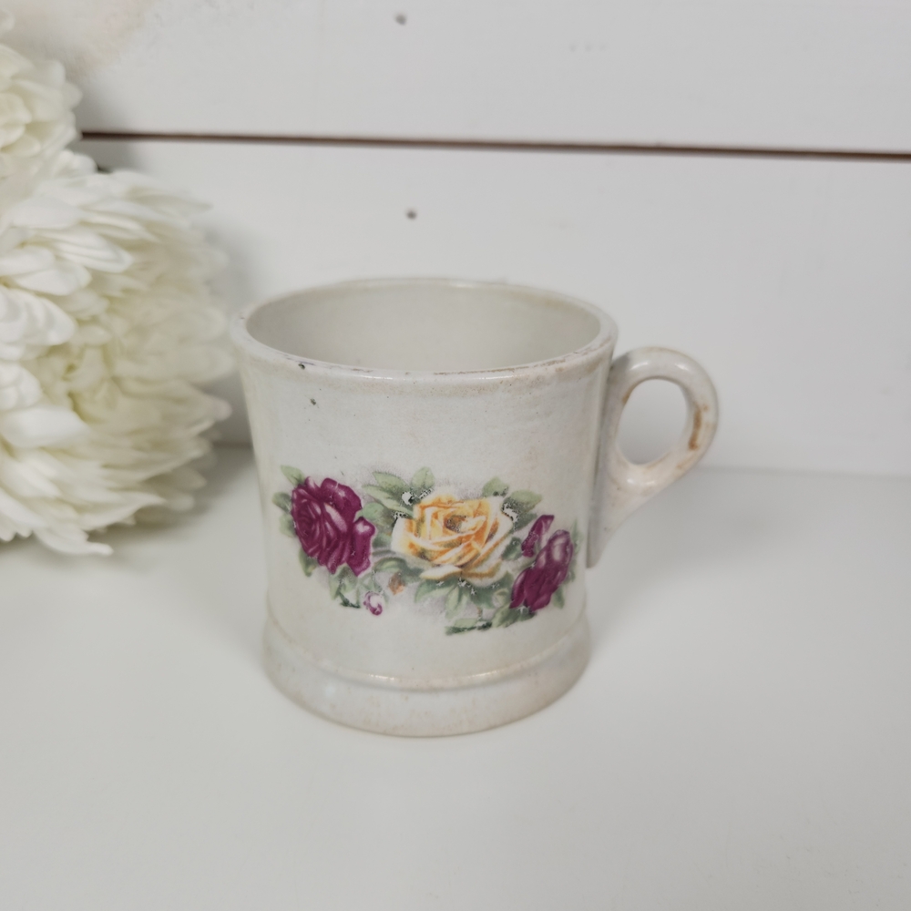 Vintage Rose Floral Shaving Mug | Vanity Decor | Shabby Chic | Barber Shop